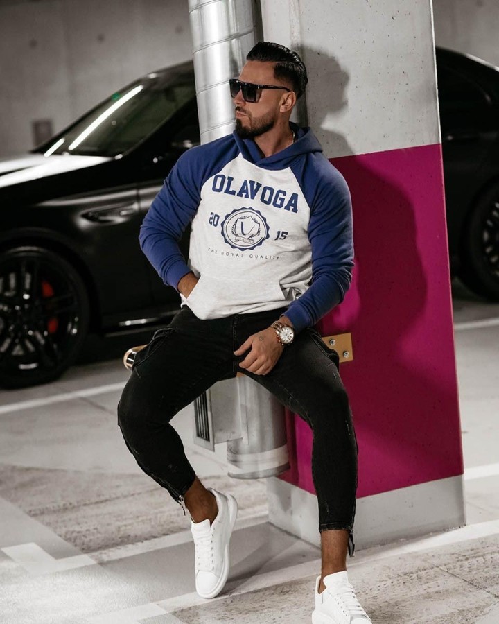 Bluza męska OLAVOGA DIVERSE 2024 szary/indygo - FashionPlace - 2