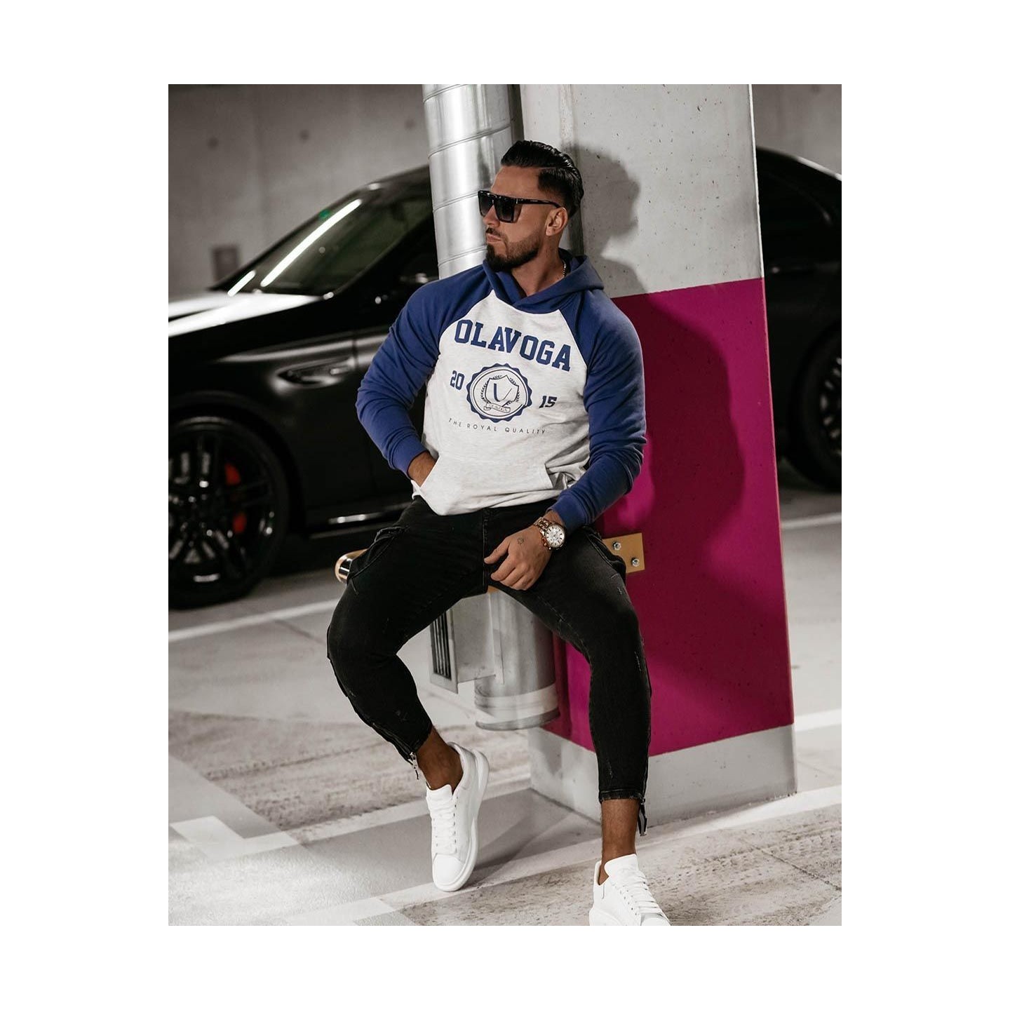 Bluza męska OLAVOGA DIVERSE 2024 szary/indygo - FashionPlace - 2