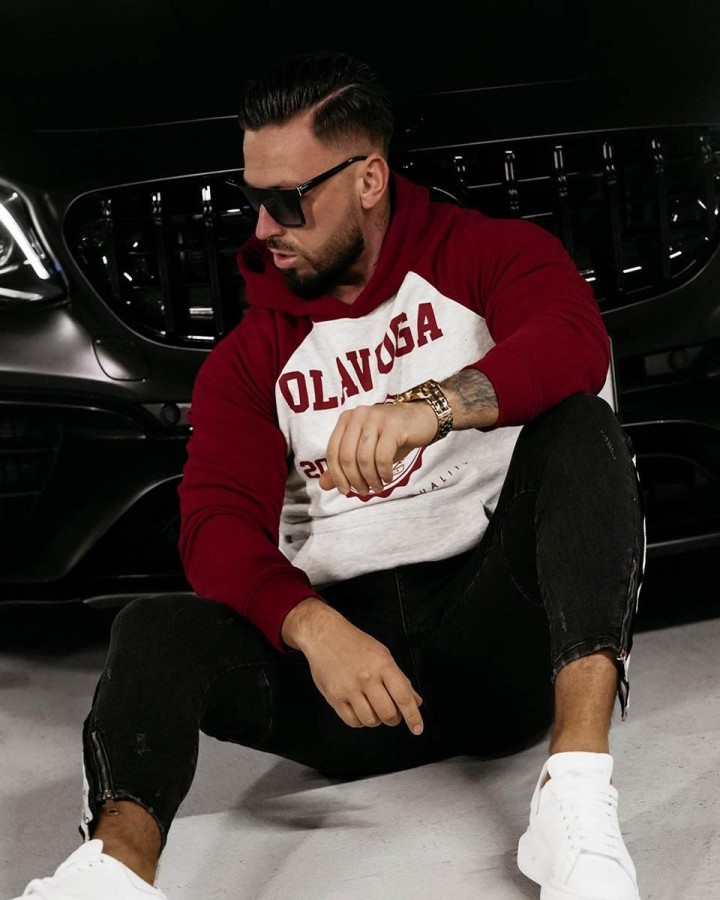 Bluza męska OLAVOGA DIVERSE 2024 szary/bordo - FashionPlace - 2