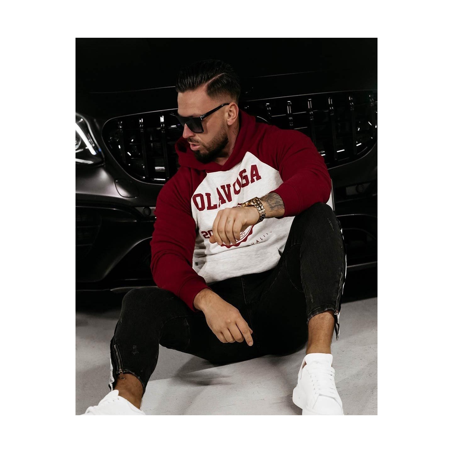 Bluza męska OLAVOGA DIVERSE 2024 szary/bordo - FashionPlace - 2