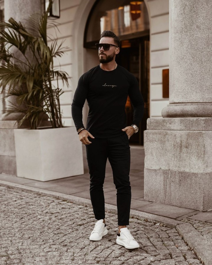 Bluzka męska LONGSLEEVE OLAVOGA MINIMALIST MAN czerń - FashionPlace - 2