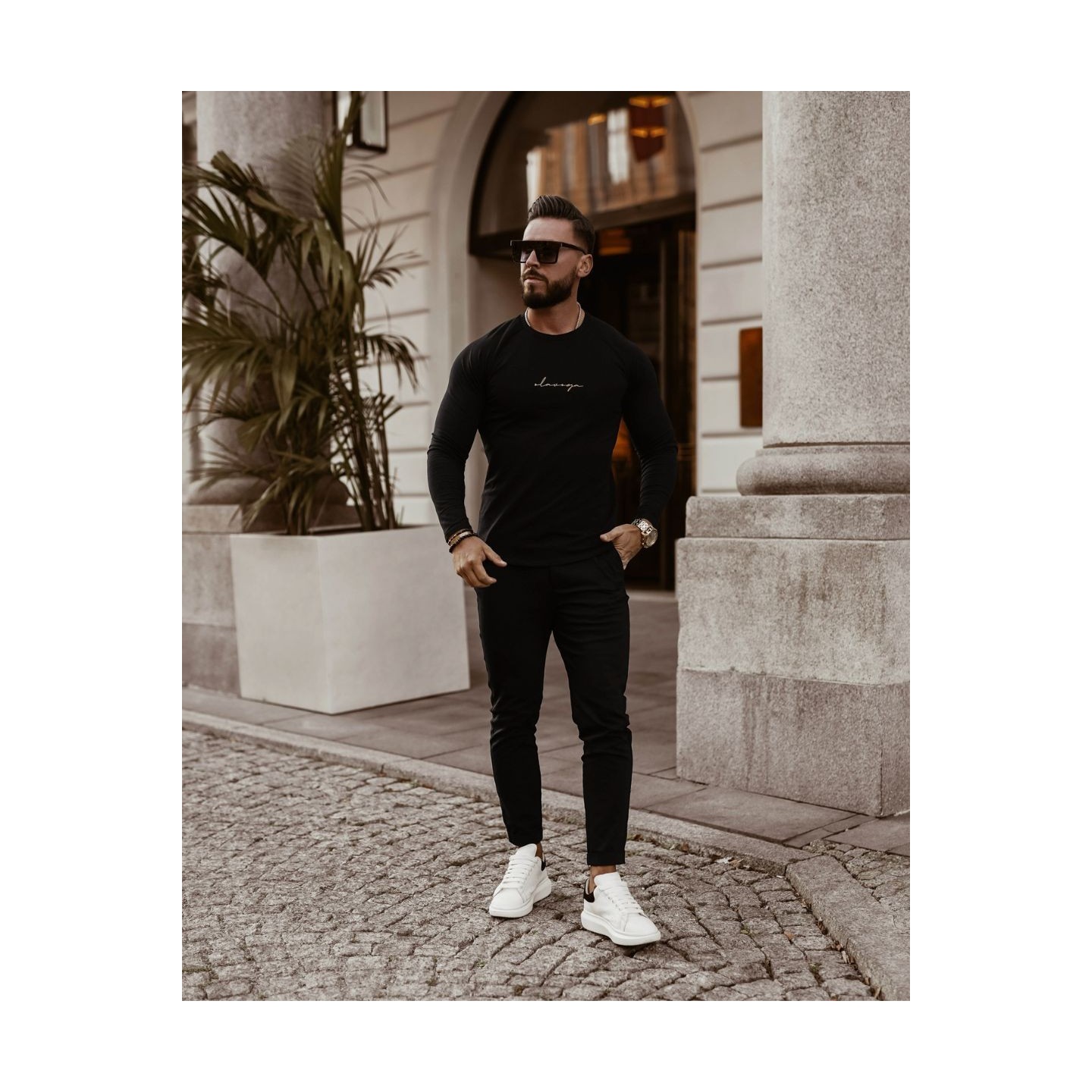 Bluzka męska LONGSLEEVE OLAVOGA MINIMALIST MAN czerń - FashionPlace - 2