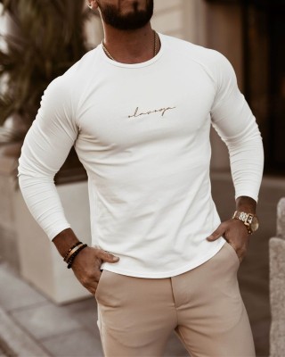 Bluzka męska LONGSLEEVE OLAVOGA MINIMALIST MAN ecru - FashionPlace - 1