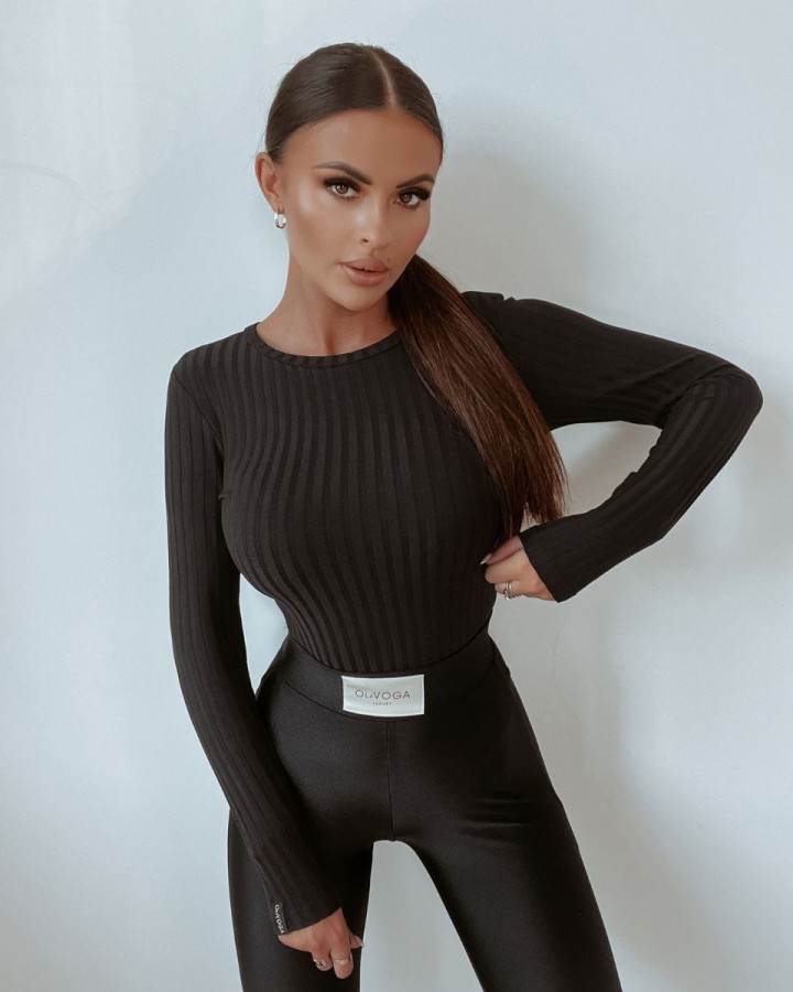 Bluzka damska OLAVOGA BASIC RIB czerń - FashionPlace - 4