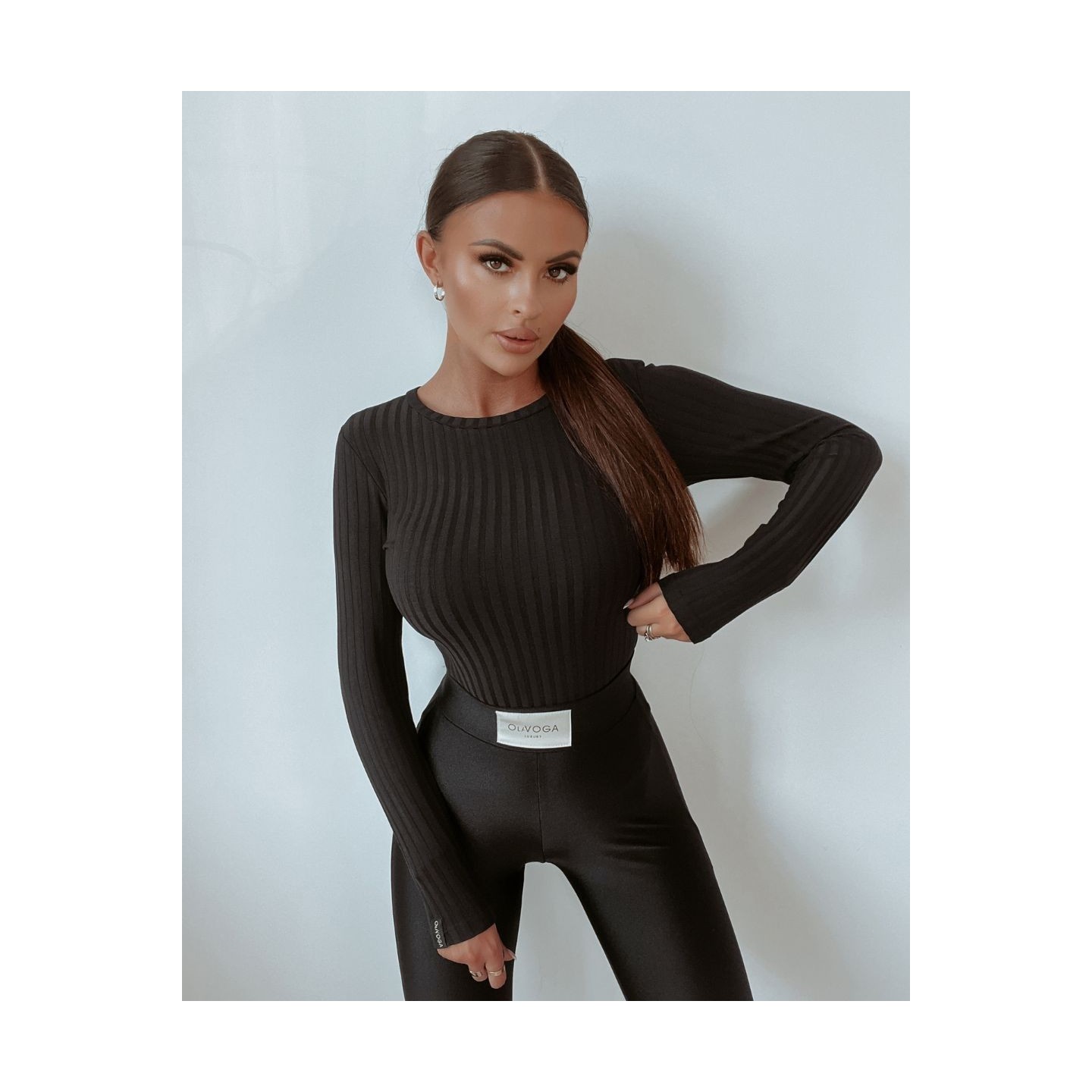 Bluzka damska OLAVOGA BASIC RIB czerń - FashionPlace - 4