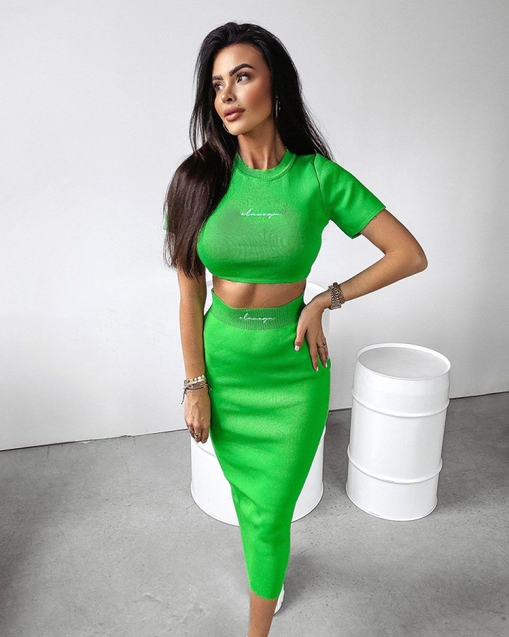 Komplet damski OLAVOGA CORDY 2024 zielony - FashionPlace - 1