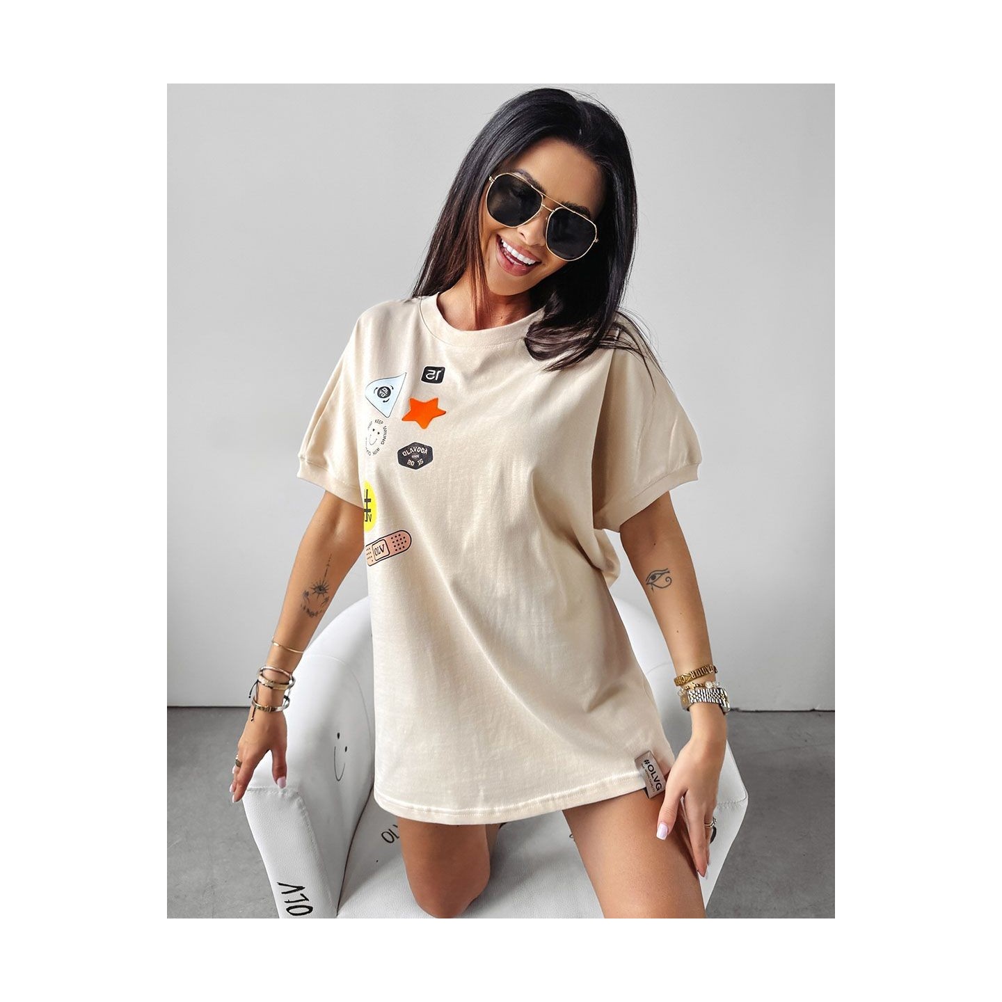 T-shirt damski OLAVOGA MULBERRY 2024 beż - FashionPlace - 3