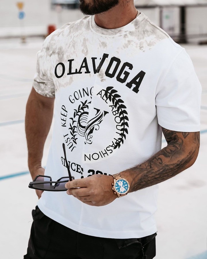 T-shirt męski OLAVOGA FORCE 2024 biało-khaki - FashionPlace - 2