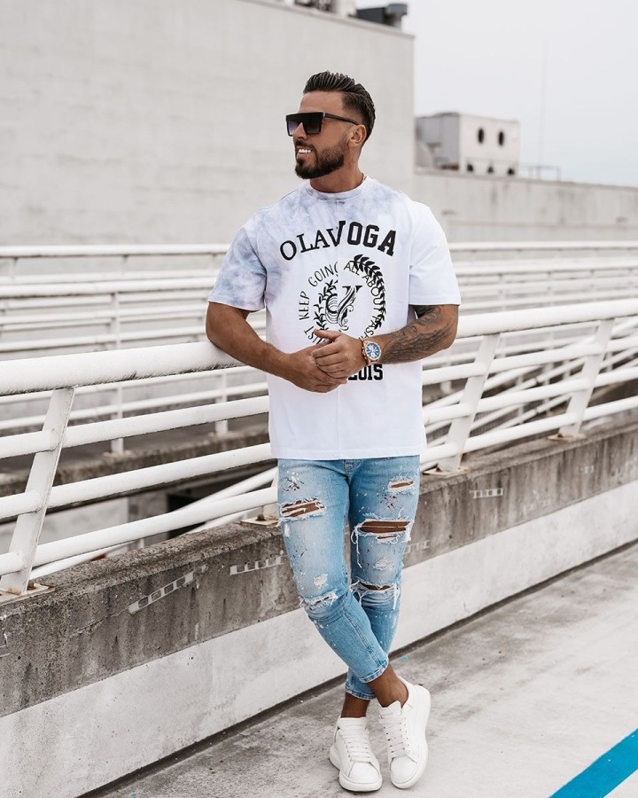 T-shirt męski OLAVOGA FORCE 2024 biało-szary - FashionPlace - 2