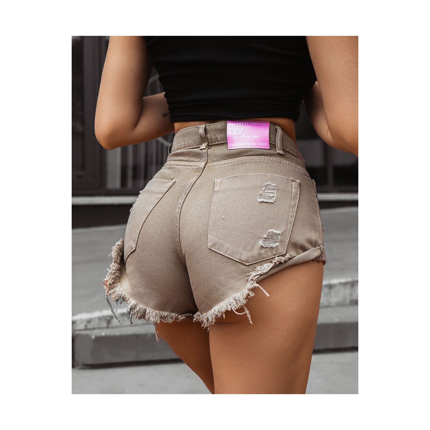 Spodenki damskie OLAVOGA RAGGED 2024 khaki - FashionPlace - 3