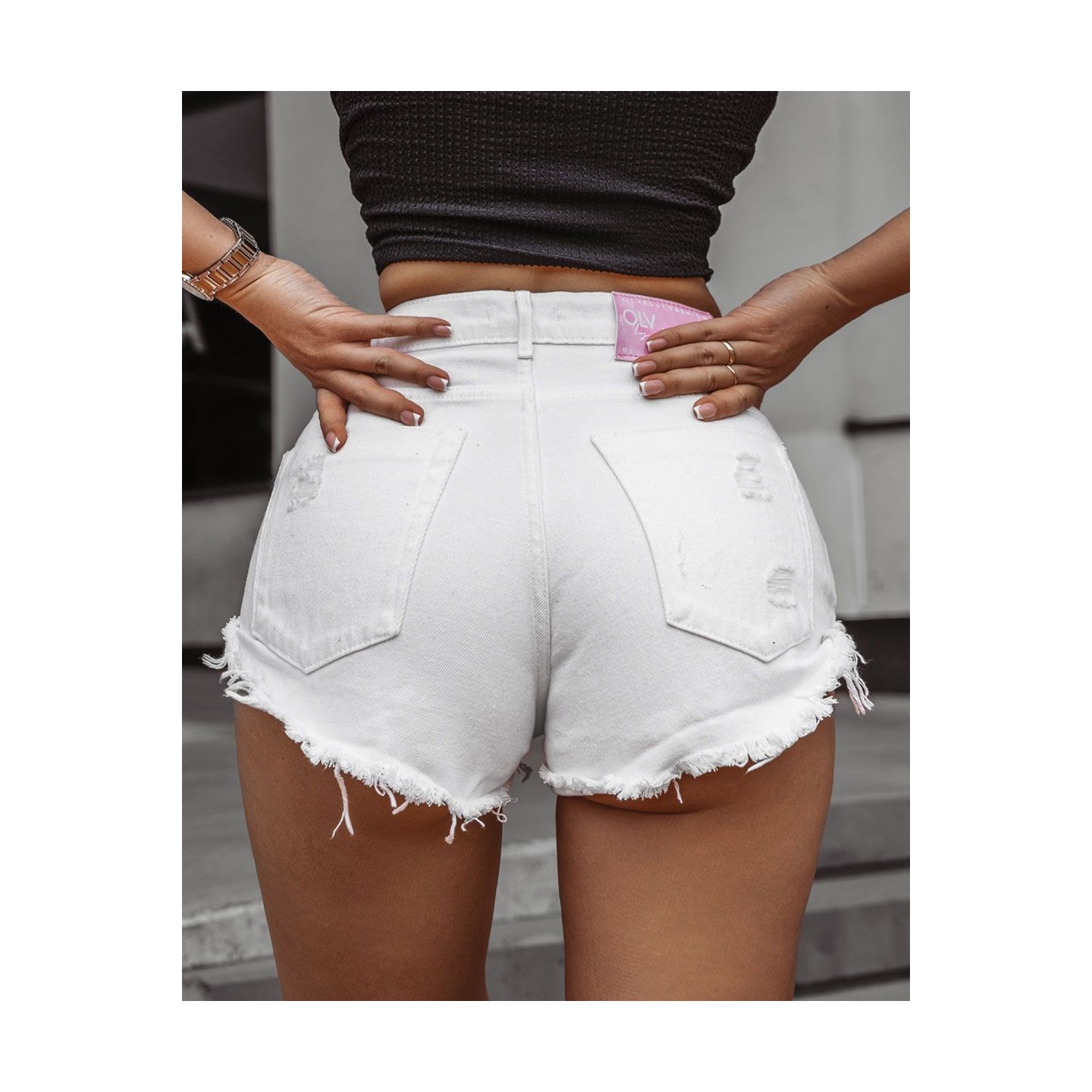 Spodenki damskie OLAVOGA RAGGED 2024 ecru - FashionPlace - 3