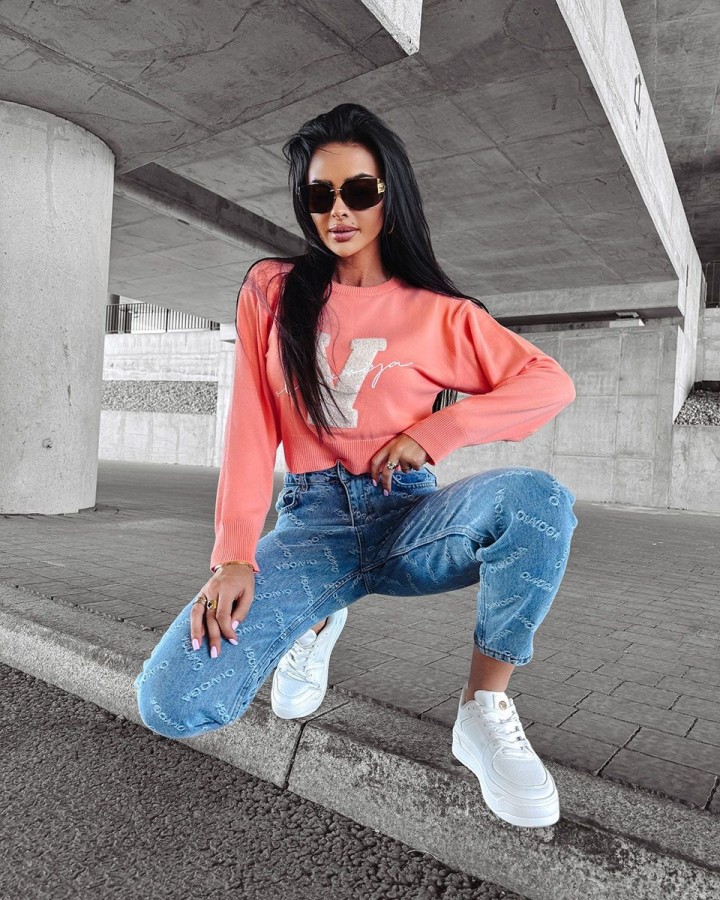 Sweter damski OLAVOGA VINDI 2024 brzoskwiniowy - FashionPlace - 3