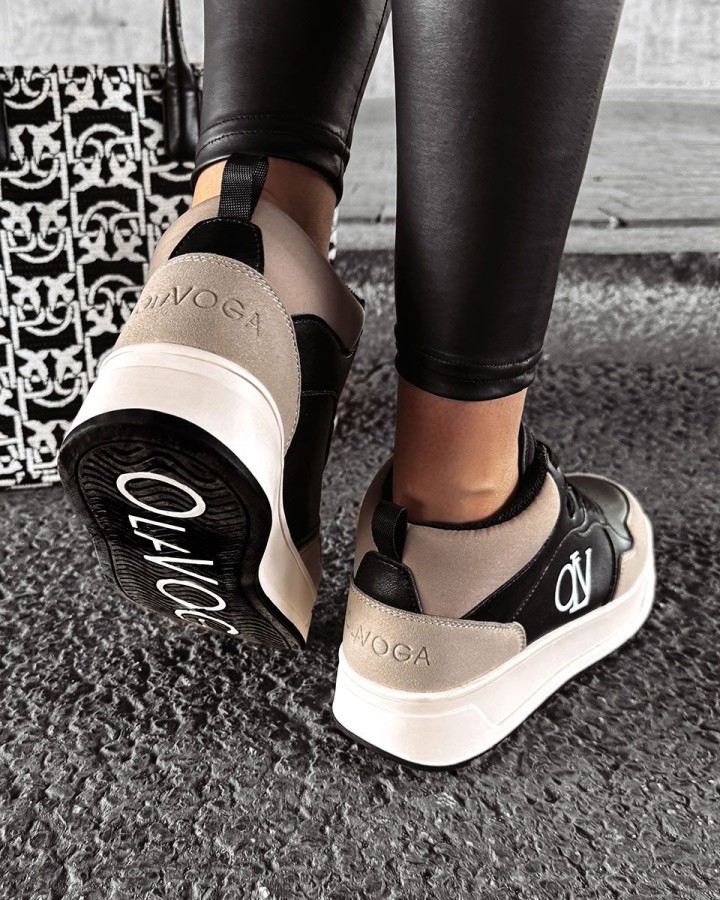 Buty damskie OLAVOGA CARMINE 2024 beż/czerń - FashionPlace - 4