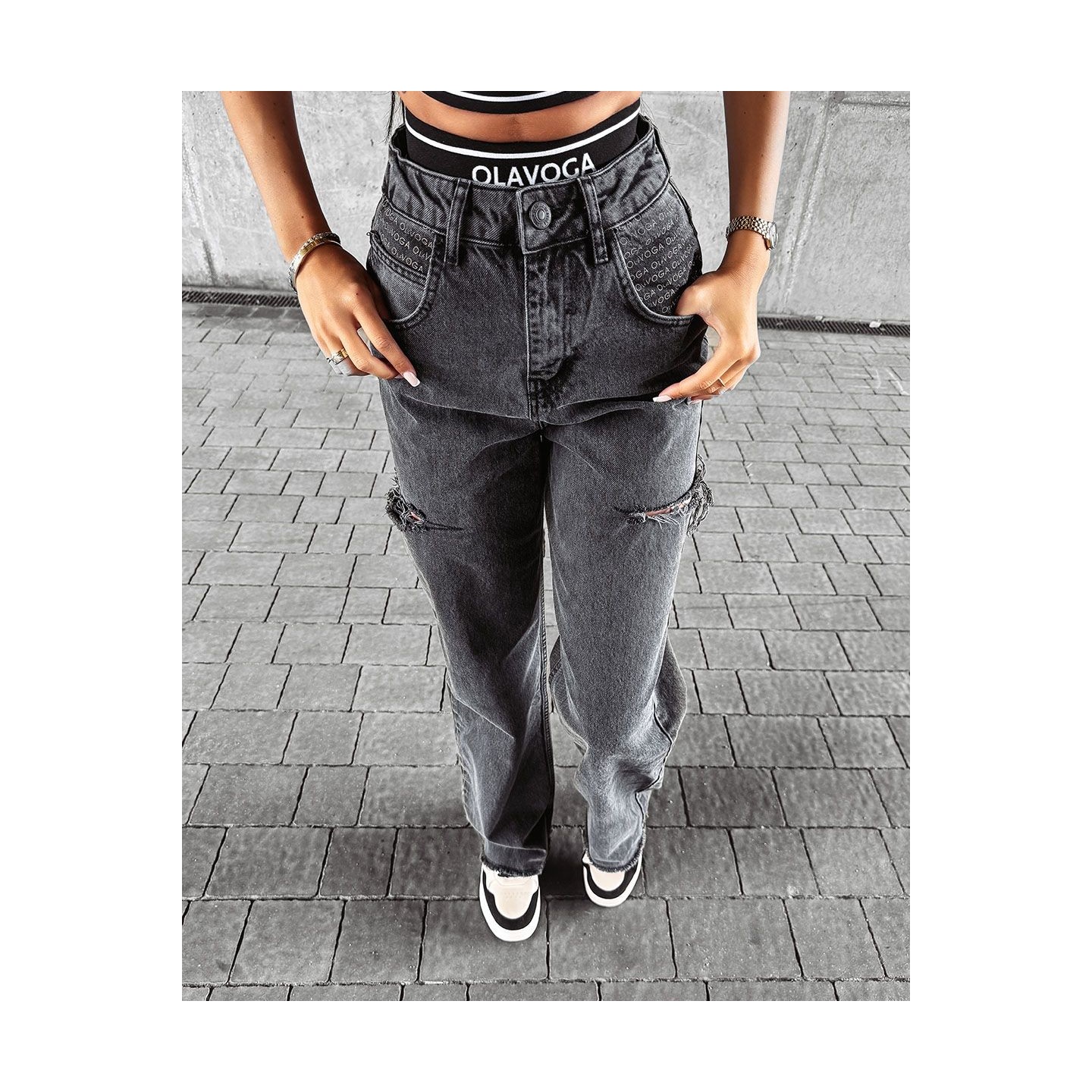 Spodnie damskie OLAVOGA DEIVEN 2024 ciemny szary - FashionPlace - 3