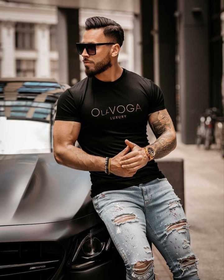 T-shirt męski OLAVOGA HUGO czerń - FashionPlace - 2