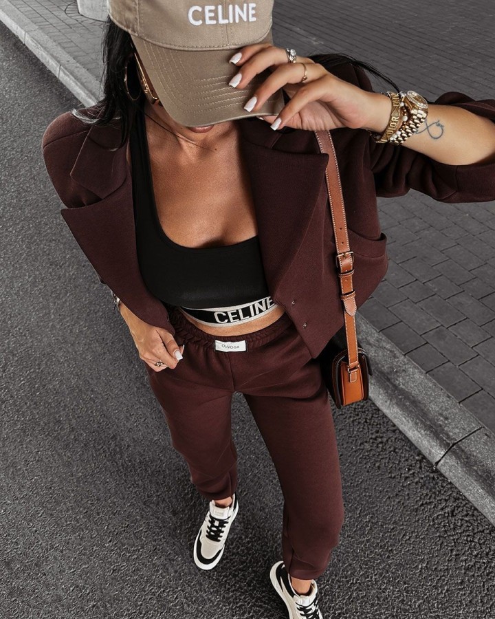 Marynarka damska OLAVOGA MOCHA 2024 brąz - FashionPlace - 3