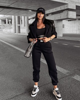 Marynarka damska OLAVOGA MOCHA 2024 czerń - FashionPlace - 1