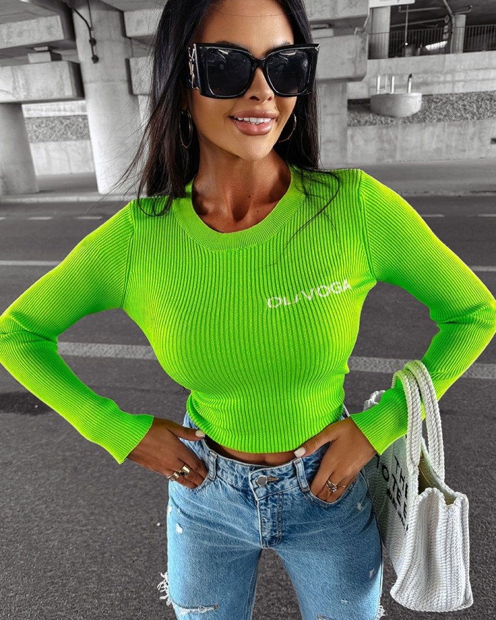 Sweter damski OLAVOGA SOFT 2024 zielony - FashionPlace - 1