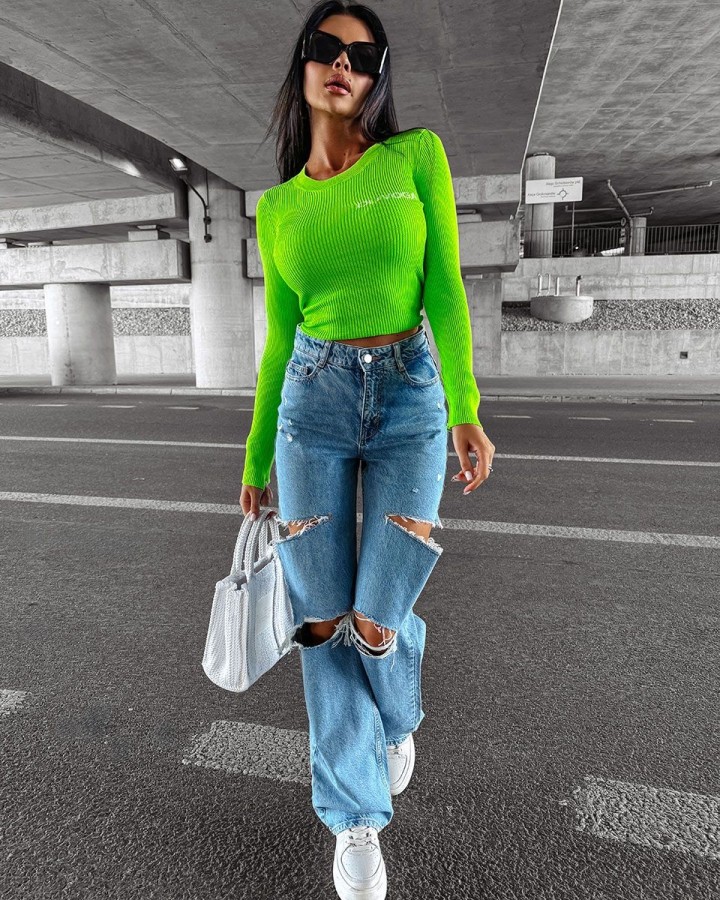 Sweter damski OLAVOGA SOFT 2024 zielony - FashionPlace - 2