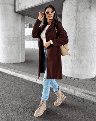 Płaszcz damski OLAVOGA LOVER 2024 brąz - FashionPlace - 1