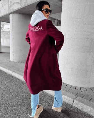 Płaszcz damski OLAVOGA PRIMO 2024 bordo - FashionPlace - 1