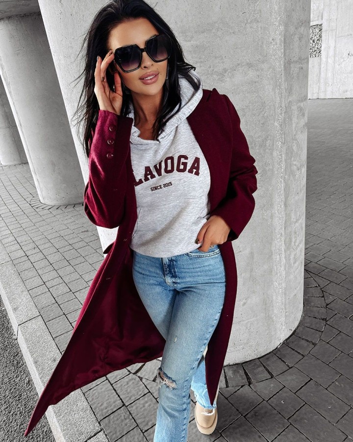 Płaszcz damski OLAVOGA PRIMO 2024 bordo - FashionPlace - 2