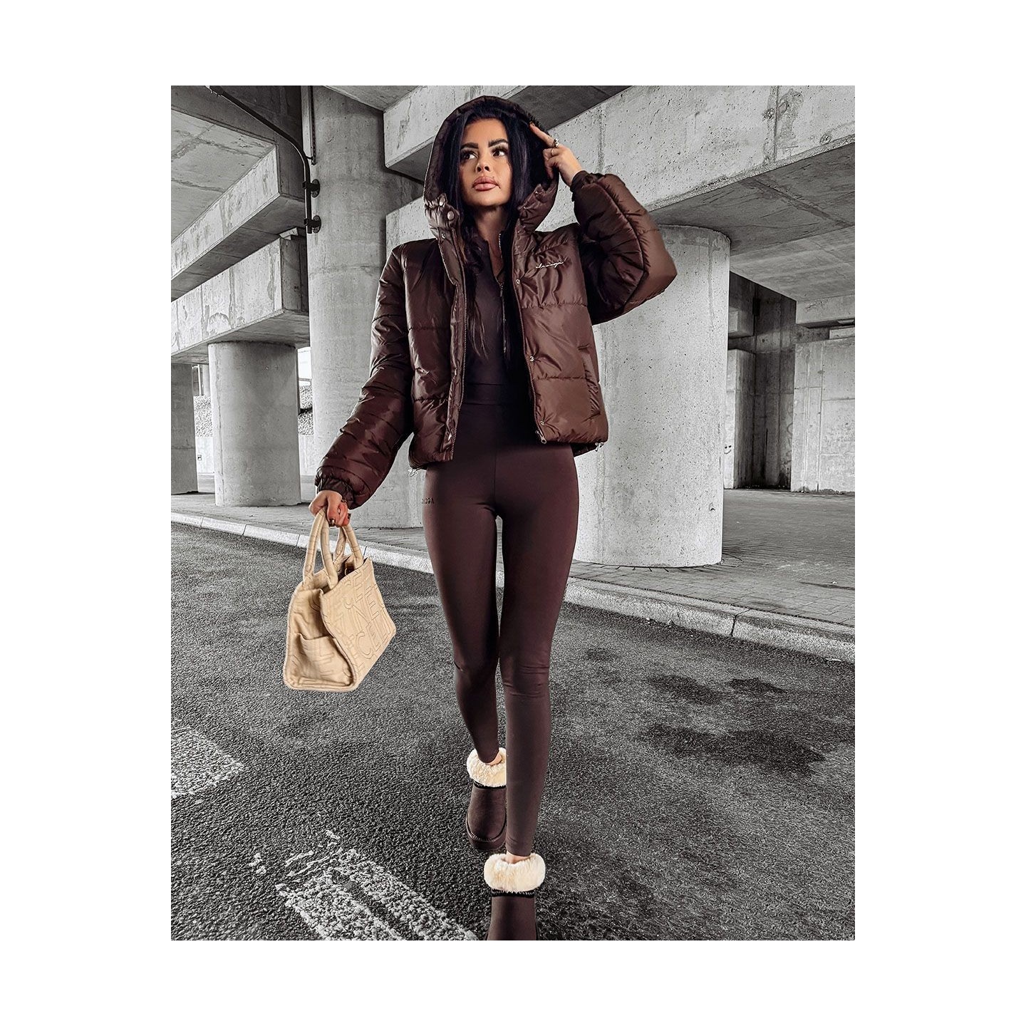 Kurtka damska OLAVOGA WESTIA 2024 brąz - FashionPlace - 3