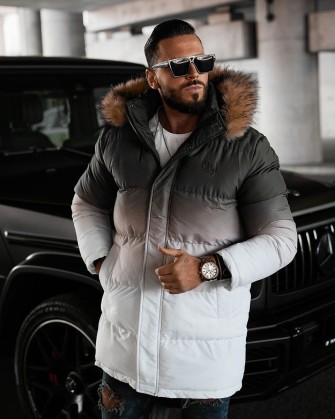 Kurtka męska OLAVOGA OMBRE 2024 khaki-ecu - FashionPlace - 1