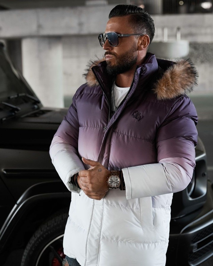 Kurtka męska OLAVOGA OMBRE 2024 bordo-ecru - FashionPlace - 2