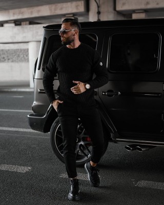 Sweter męski OLAVOGA BANDA 2024 czerń - FashionPlace - 1