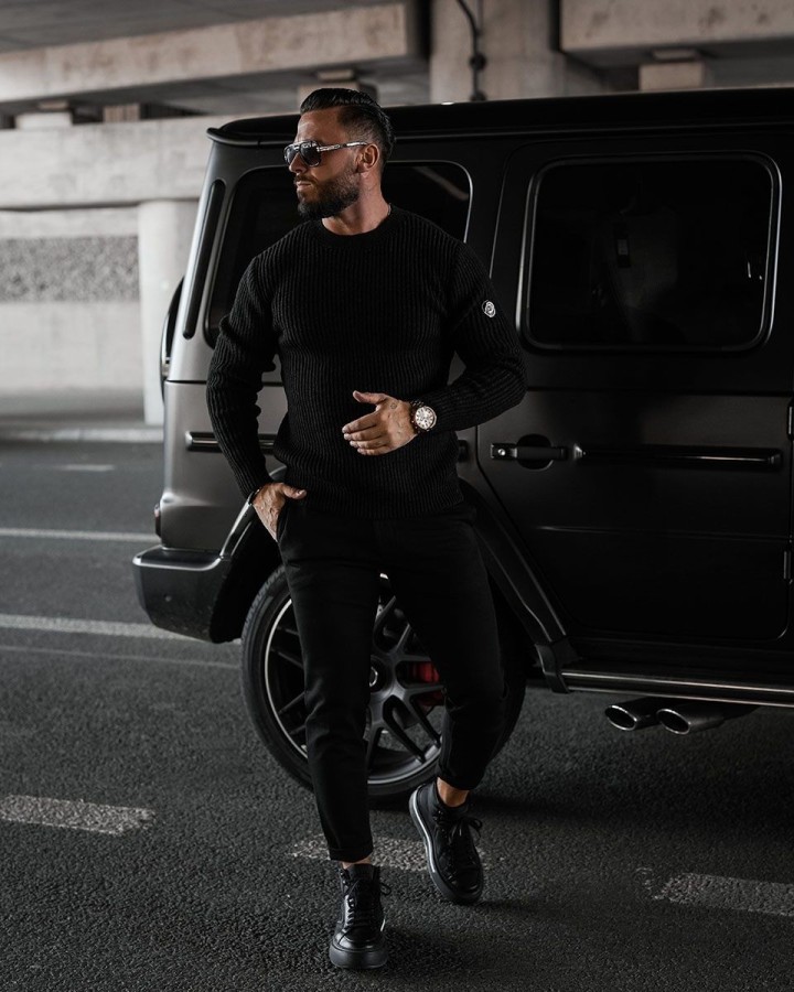 Sweter męski OLAVOGA BANDA 2024 czerń - FashionPlace - 1