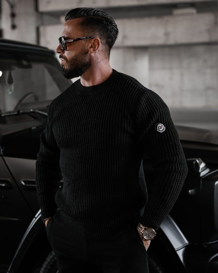 Sweter męski OLAVOGA BANDA 2024 czerń - FashionPlace - 2