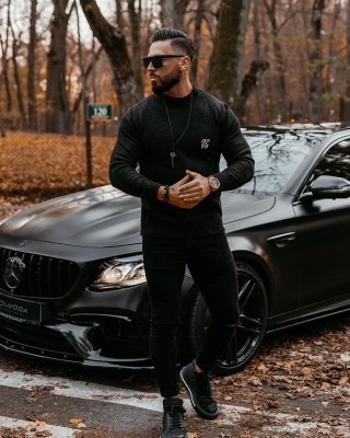 Sweter męski OLAVOGA SAIMA 2024 czerń - FashionPlace - 1