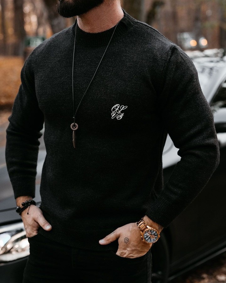 Sweter męski OLAVOGA SAIMA 2024 czerń - FashionPlace - 2