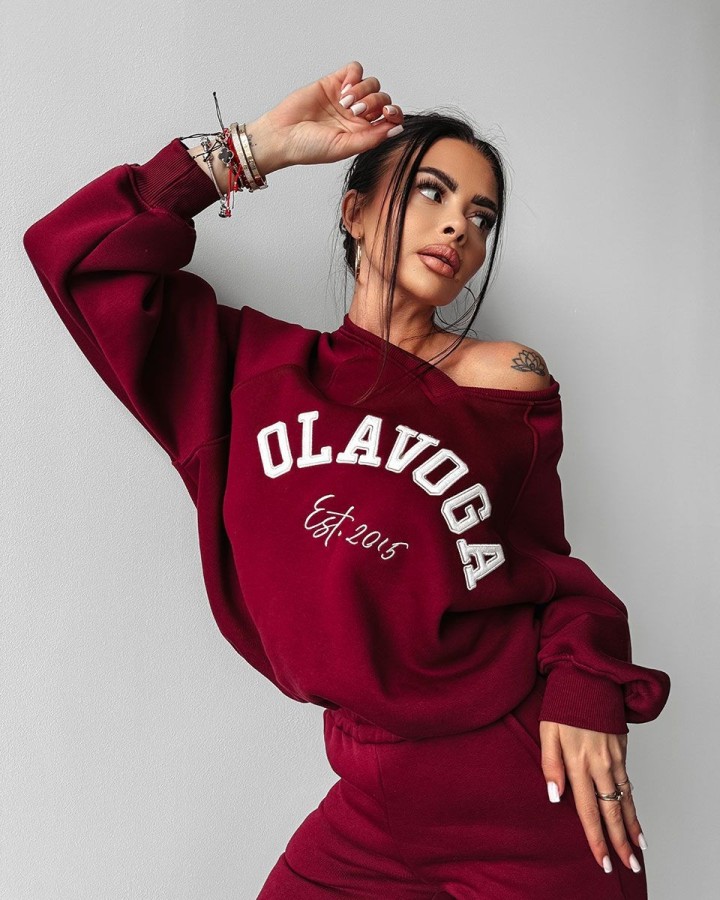 Komplet damski OLAVOGA ELITALI 2024 bordo - FashionPlace - 2