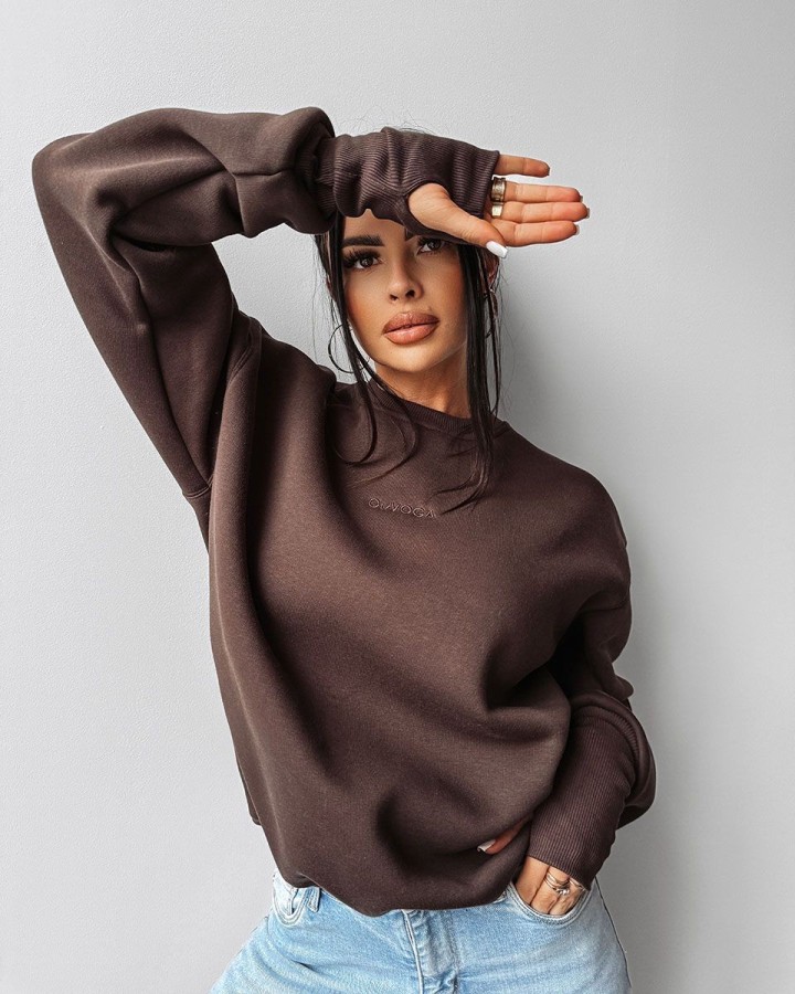 Bluza damska OLAVOGA CUTE 2024 brąz - FashionPlace - 3