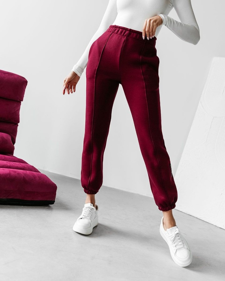Spodnie damskie OLAVOGA TELO 2025 bordo - FashionPlace - 1