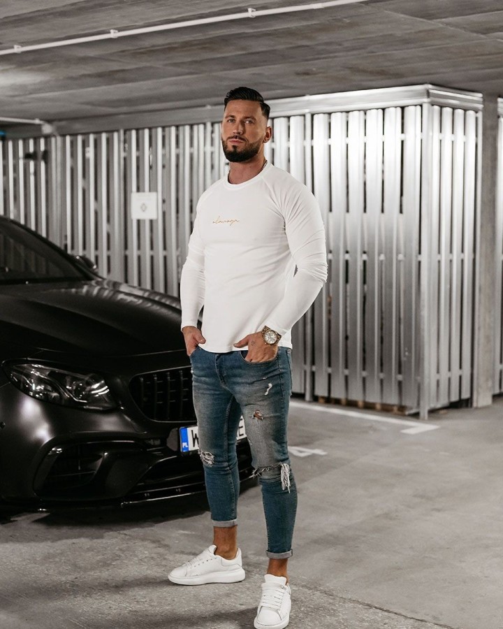 Longsleeve męski OLAVOGA MINIMALIST 2025 ecru - FashionPlace - 1