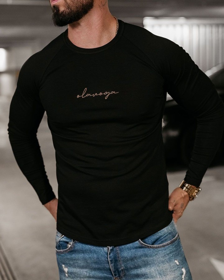 Longsleeve męski OLAVOGA MINIMALIST 2025 czerń - FashionPlace - 2