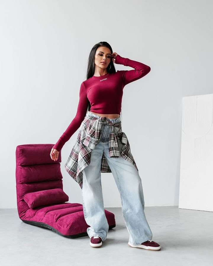Bluzka damska OLAVOGA ATLANTA 2025 bordo - FashionPlace - 2