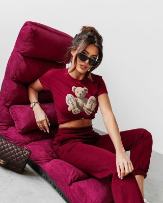 T-shirt damski OLAVOGA NALLE 2025 bordo - FashionPlace - 1