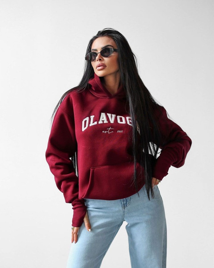 Bluza damska OLAVOGA TRODE 2025 bordo - FashionPlace - 1