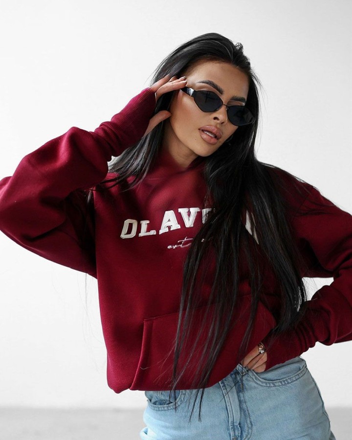 Bluza damska OLAVOGA TRODE 2025 bordo - FashionPlace - 3