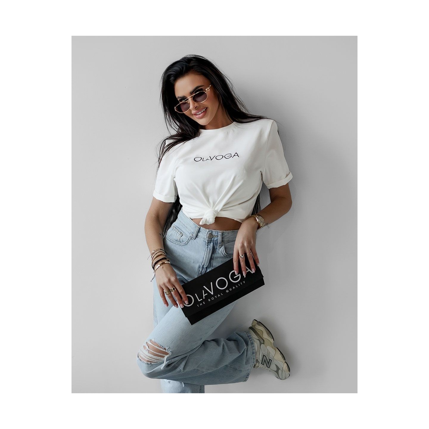 T-shirt damski OLAVOGA VIDA 2025 ecru - FashionPlace - 3