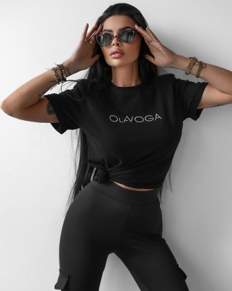 T-shirt damski OLAVOGA VIDA 2025 czerń - FashionPlace - 1