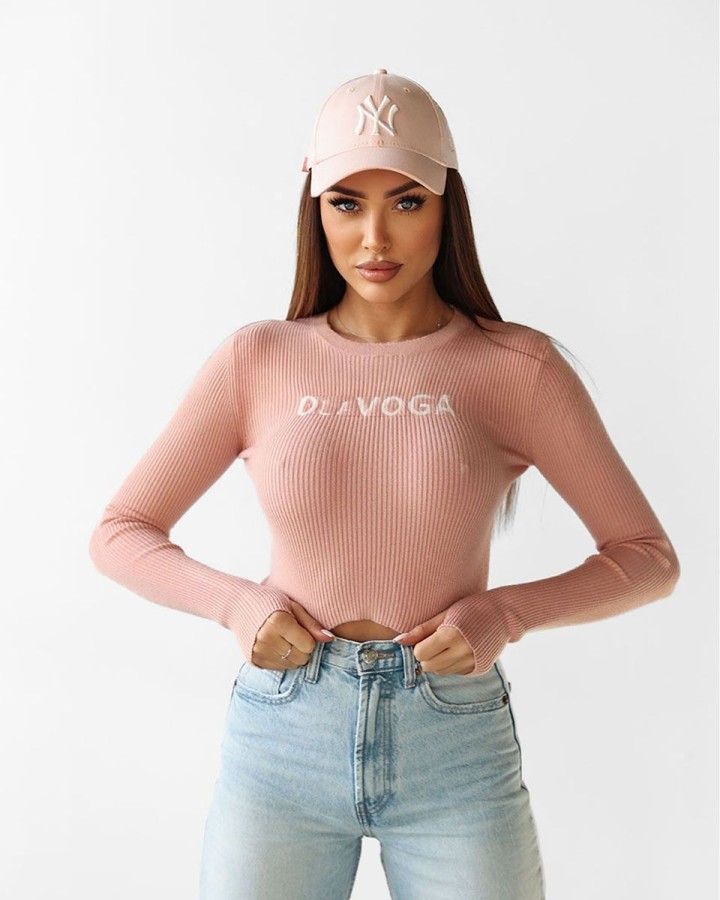 Sweter damski OLAVOGA JACQUELINE 2025 pudrowy róż - FashionPlace - 1