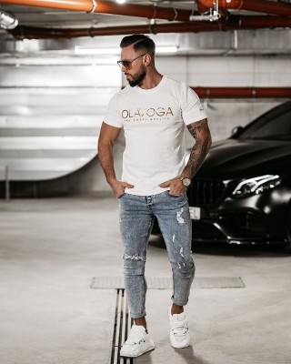 T-shirt męski OLAVOGA GLOW 2025 ecru - FashionPlace - 1