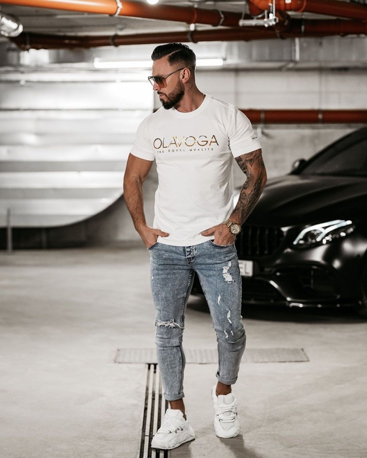 T-shirt męski OLAVOGA GLOW 2025 ecru - FashionPlace - 1