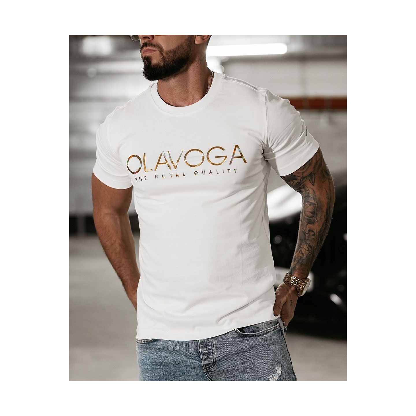T-shirt męski OLAVOGA GLOW 2025 ecru - FashionPlace - 2