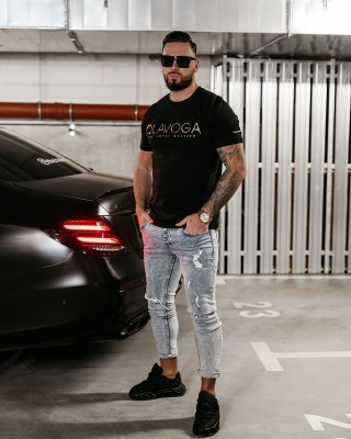 T-shirt męski OLAVOGA GLOW 2025 czerń - FashionPlace - 1